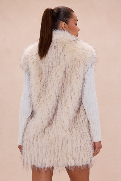 Shea Faux Fur Vest - Cream/combo