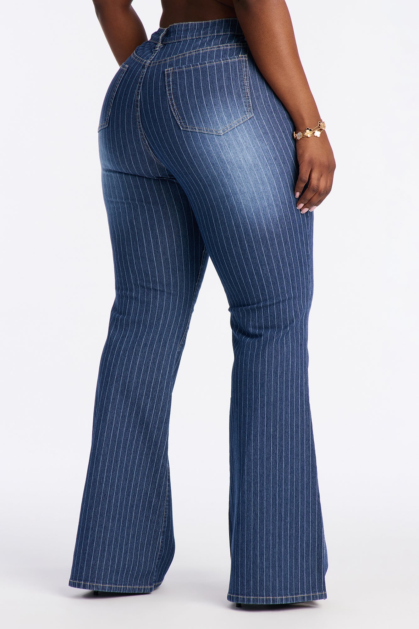 Sailor Stripe Stetch Flare Jeans - Dark Wash