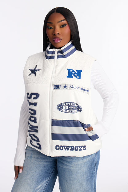 NFL Cowboys Fan Puffer Vest - White