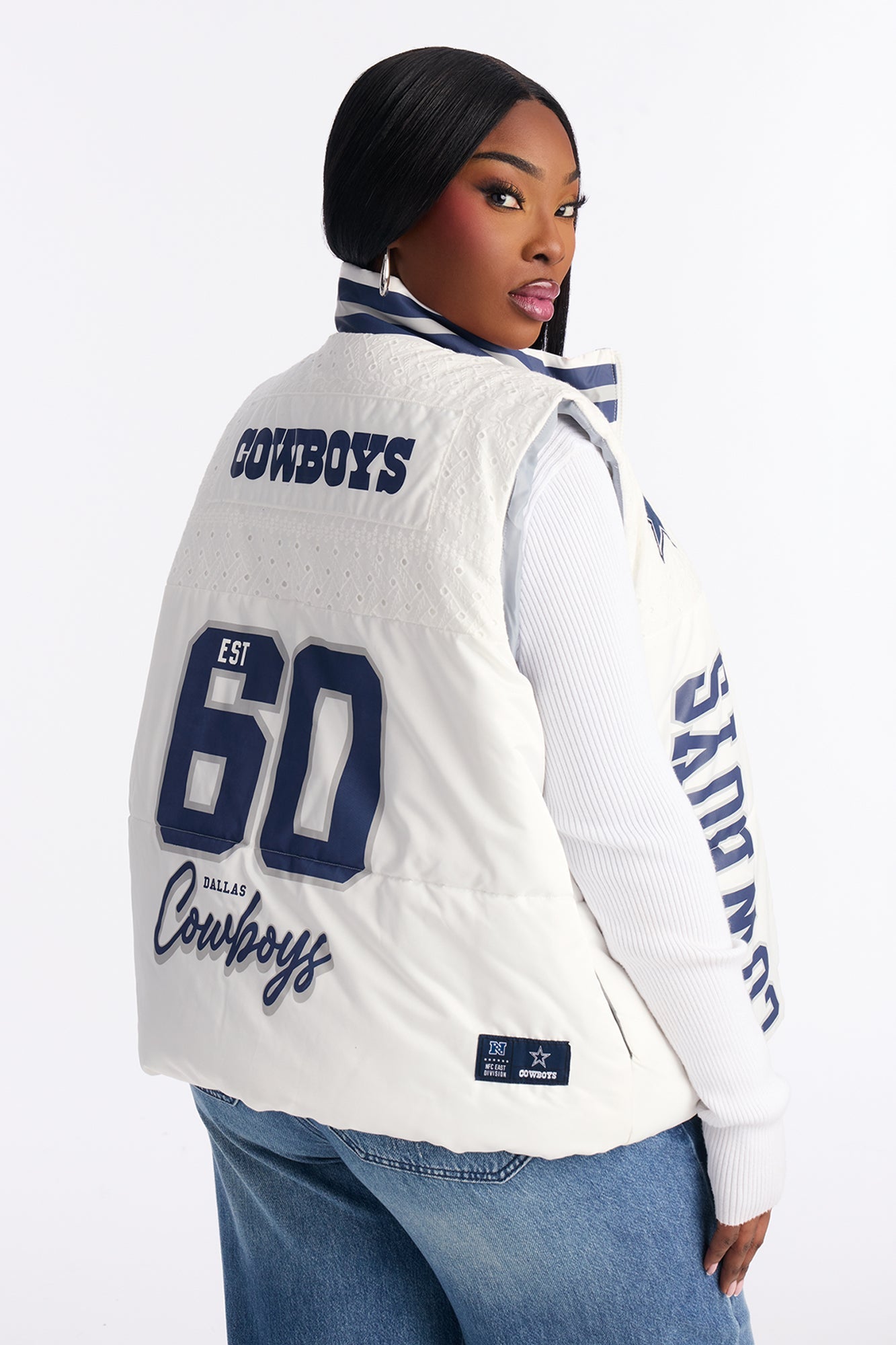 NFL Cowboys Fan Puffer Vest - White