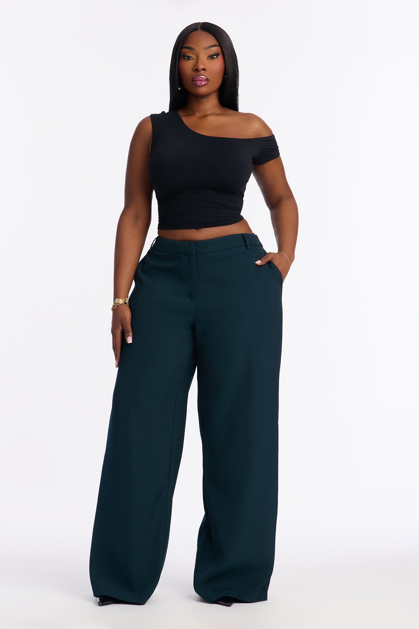 Hannah Crepe Low Rise Trousers 33 - Green