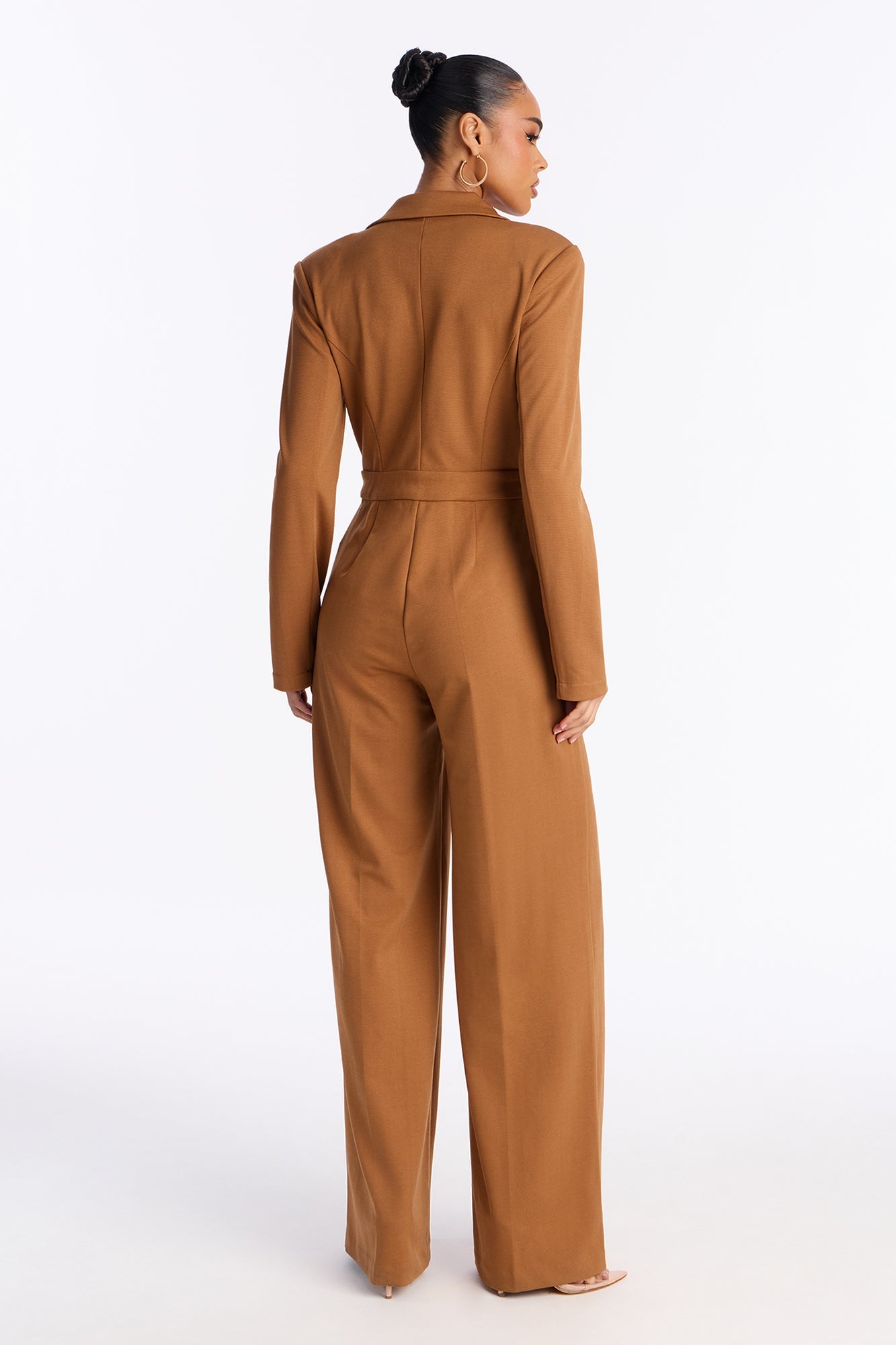 Lana Blazer Wide Leg Jumpsuit - Camel