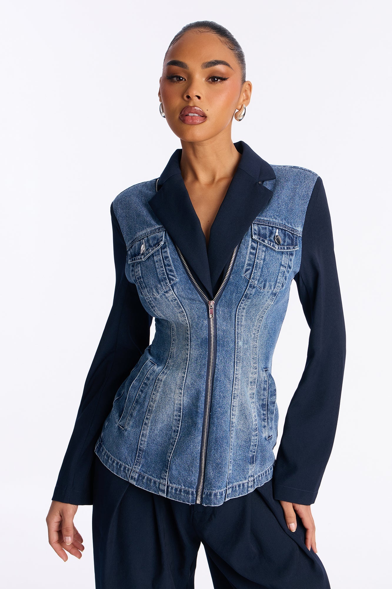 Tall Cityscape Remix Blazer Pant Set - Navy