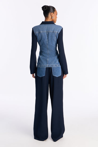 Tall Cityscape Remix Blazer Pant Set - Navy