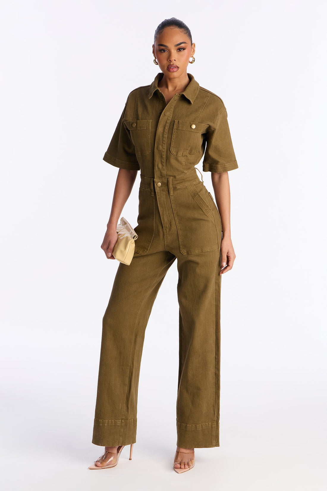 Marisol Twill Utility Jumpsuit - Olive
