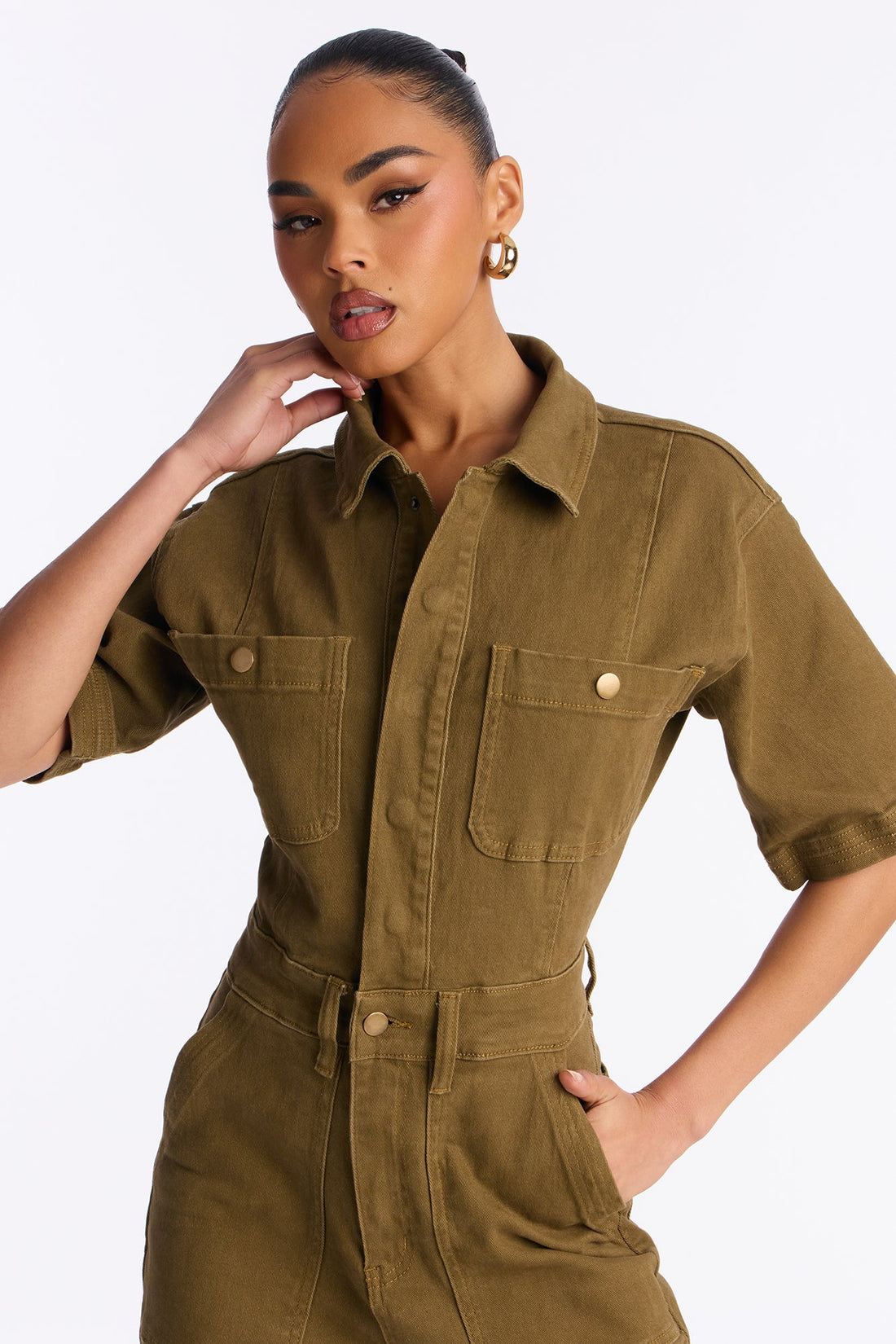 Marisol Twill Utility Jumpsuit - Olive