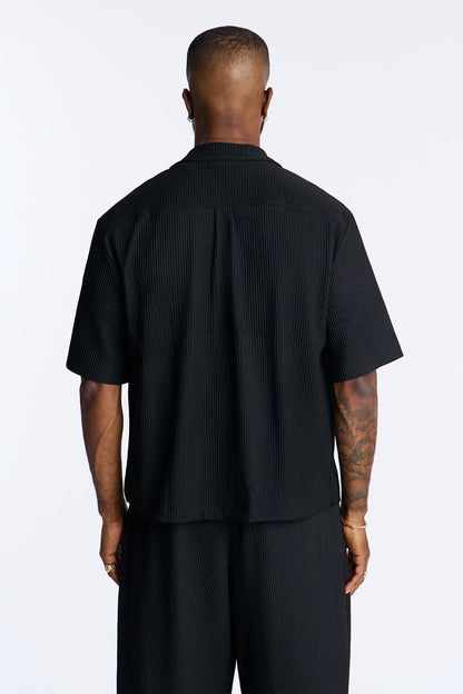 Show Up Short Sleeve Cuban Shirt - Black