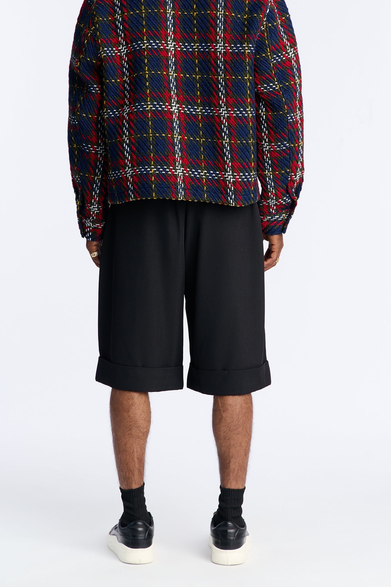 Wide Leg Double Pleated Grammercy Short - Black