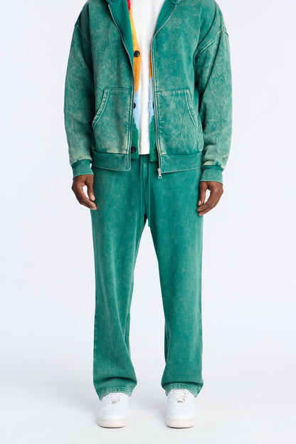 Heavy Wash Straight Sweatpants - Green