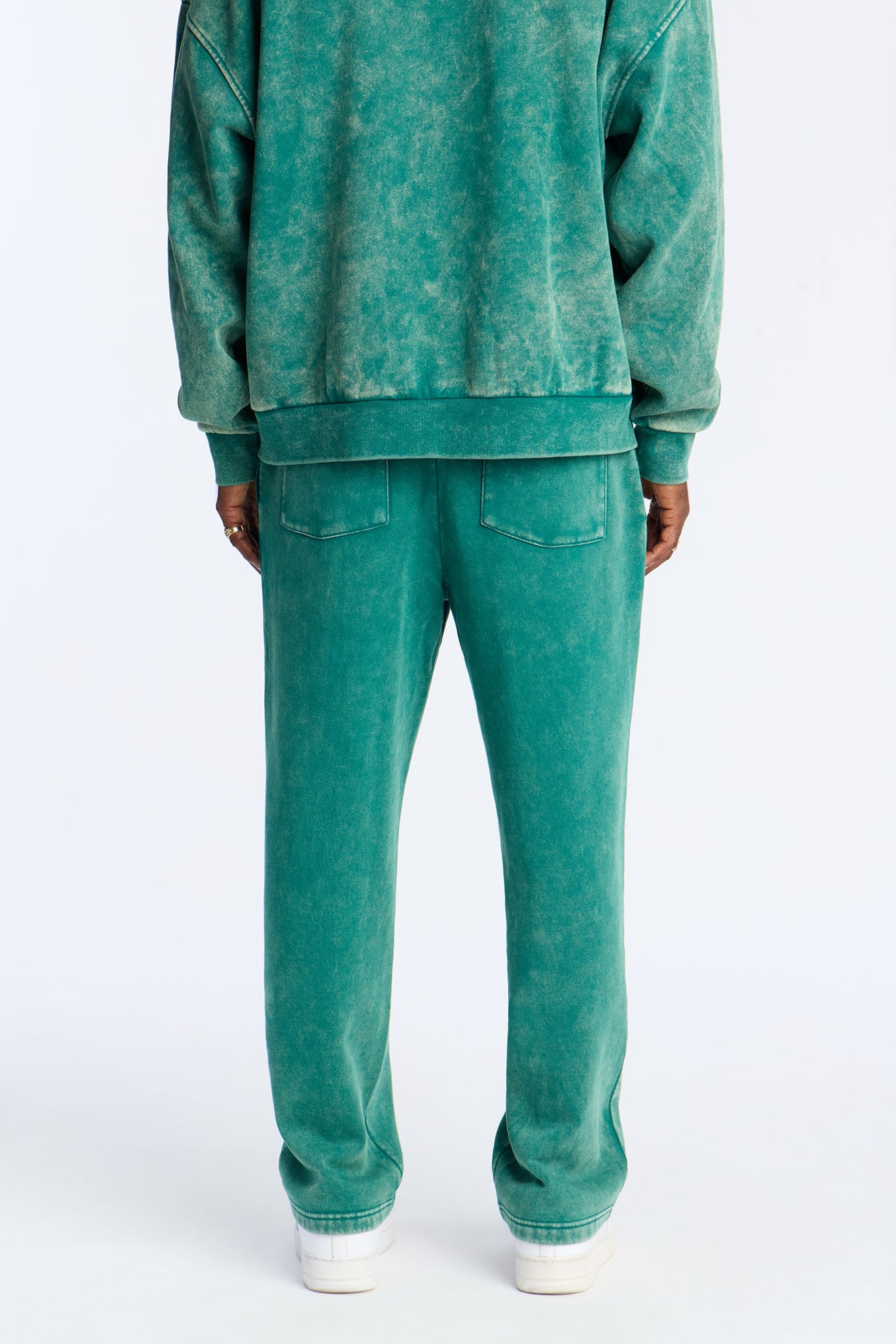 Heavy Wash Straight Sweatpants - Green