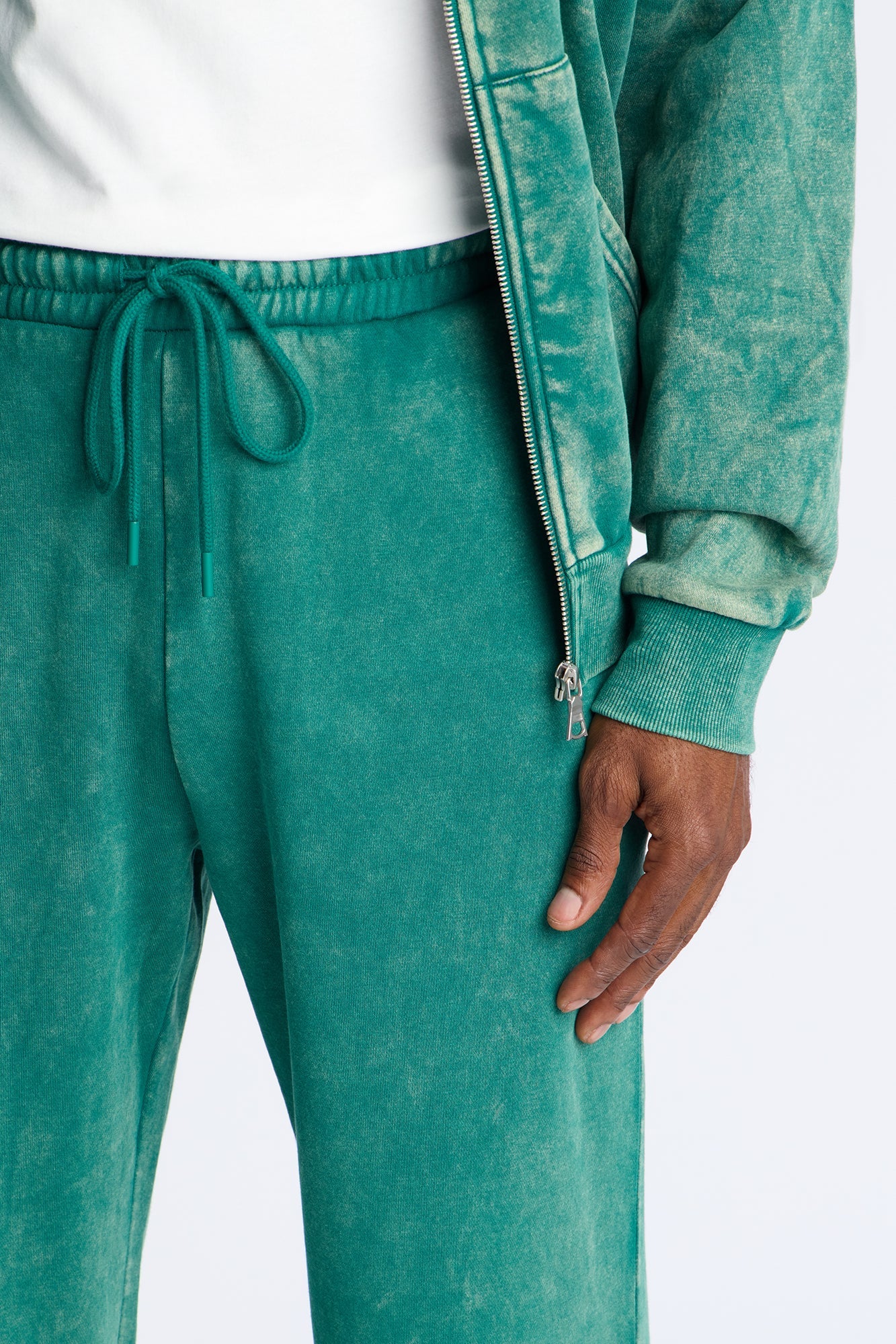 Heavy Wash Straight Sweatpants - Green