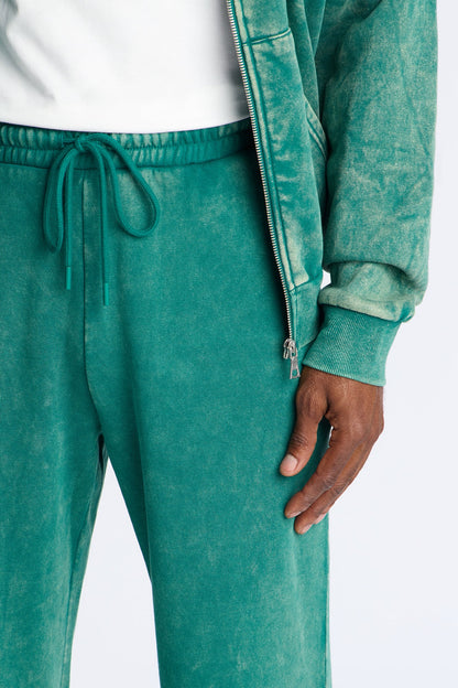 Heavy Wash Straight Sweatpants - Green