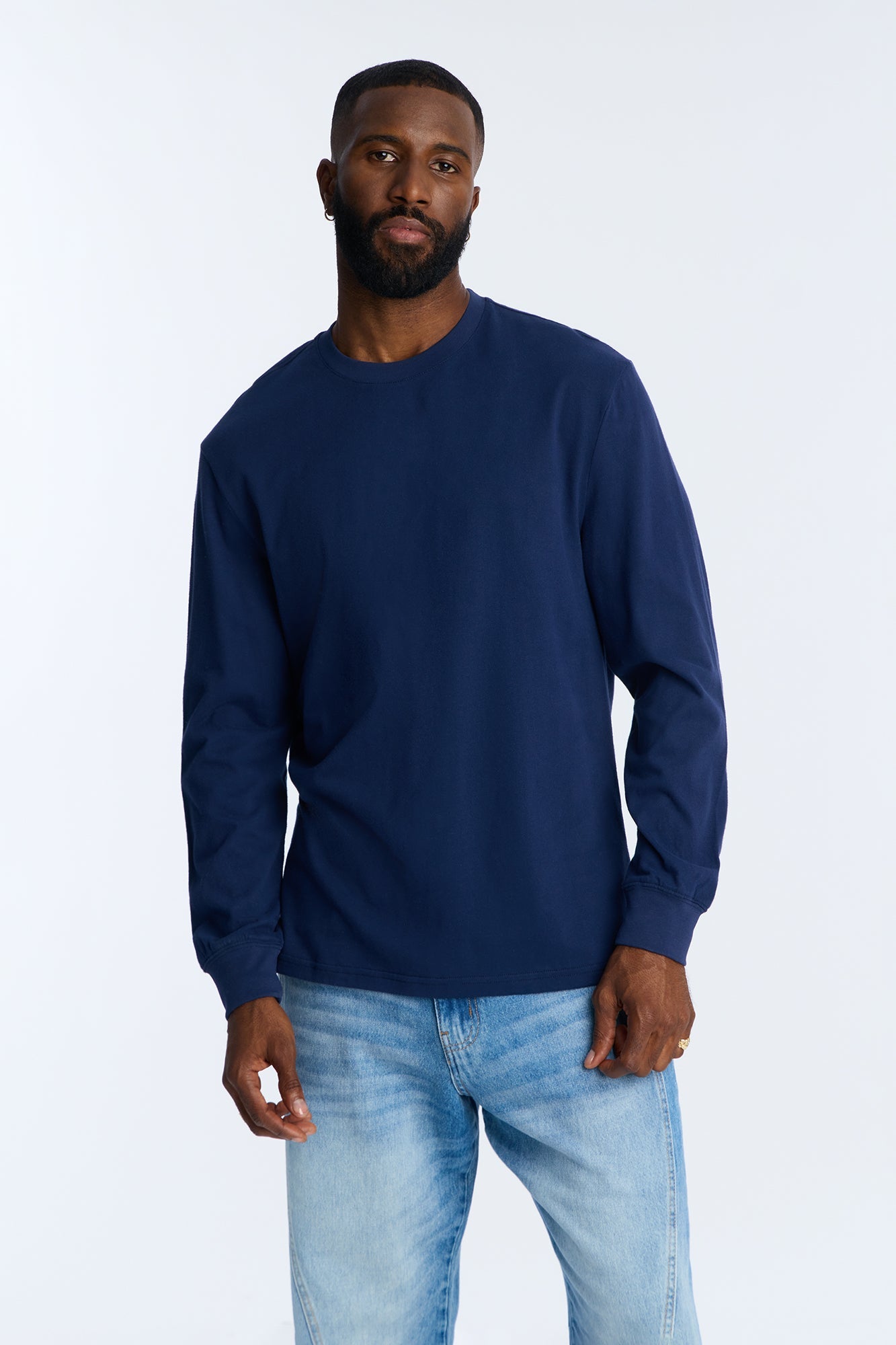 Brushed Relaxed Cotton Tee - Navy
