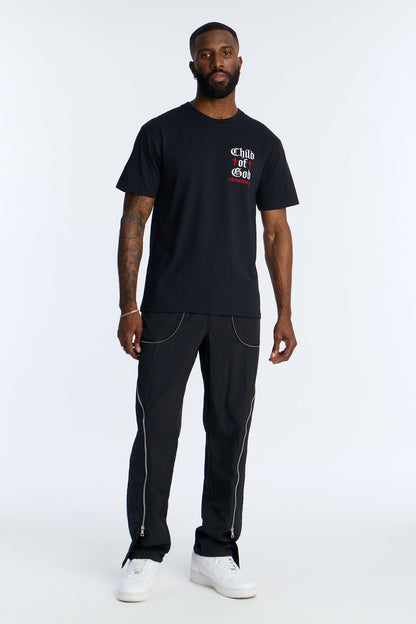 Straight Vanguard Zipper Detail Pant - Black