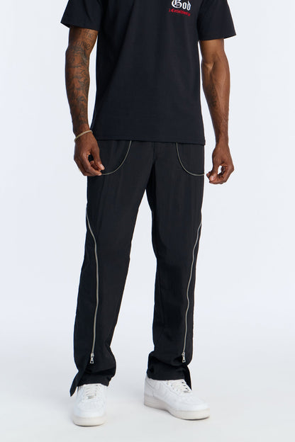 Straight Vanguard Zipper Detail Pant - Black