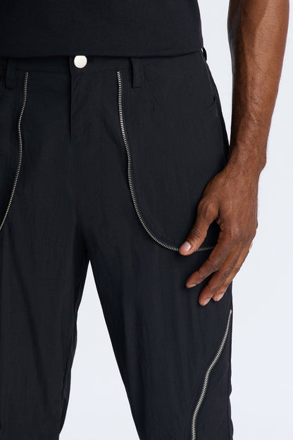 Straight Vanguard Zipper Detail Pant - Black