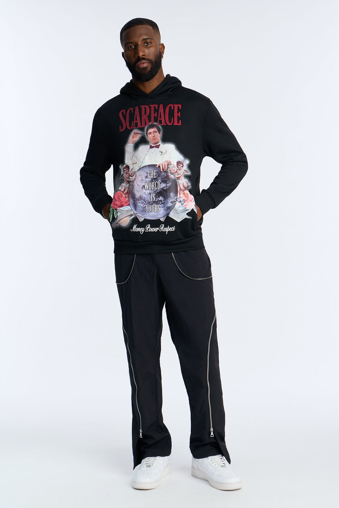 Scarface The World Is Yours Rhinestone Hoodie - Black