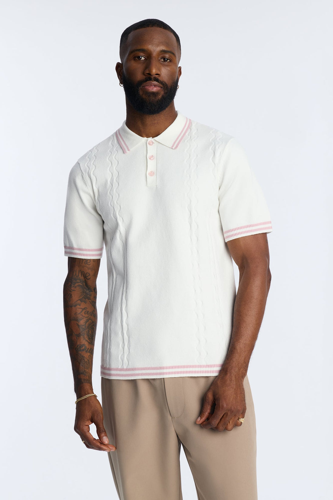 The Regent Polo Sweater - Pink/combo