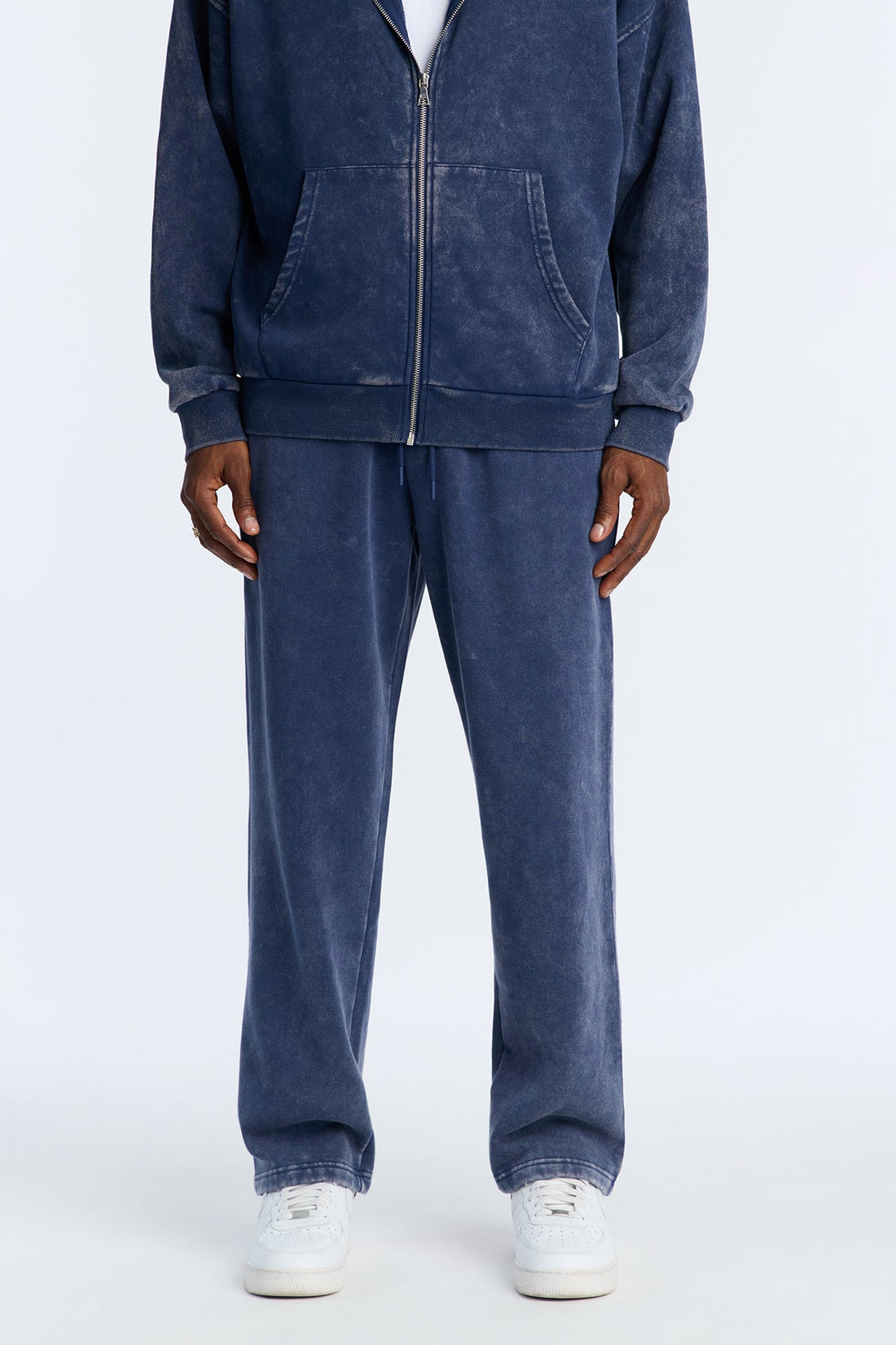 Heavy Wash Straight Sweatpants - Navy