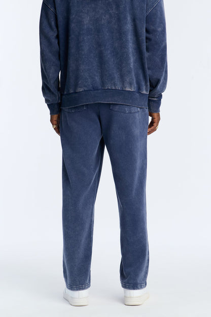 Heavy Wash Straight Sweatpants - Navy