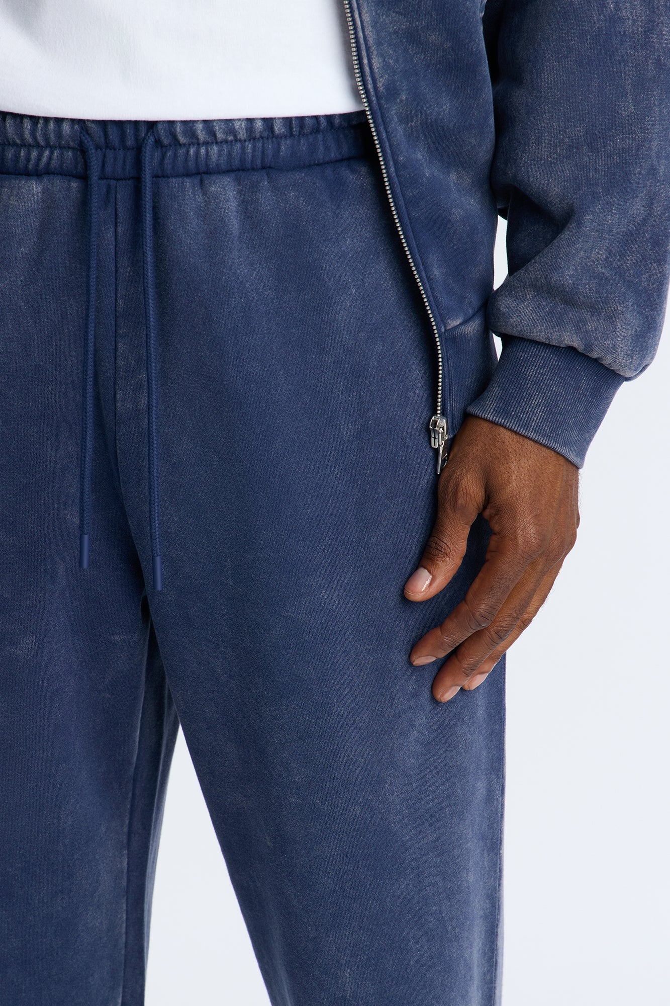 Heavy Wash Straight Sweatpants - Navy
