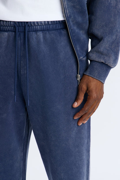 Heavy Wash Straight Sweatpants - Navy