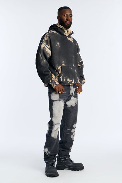 Bleach Oversized Heavyweight Hoodie - Black Wash
