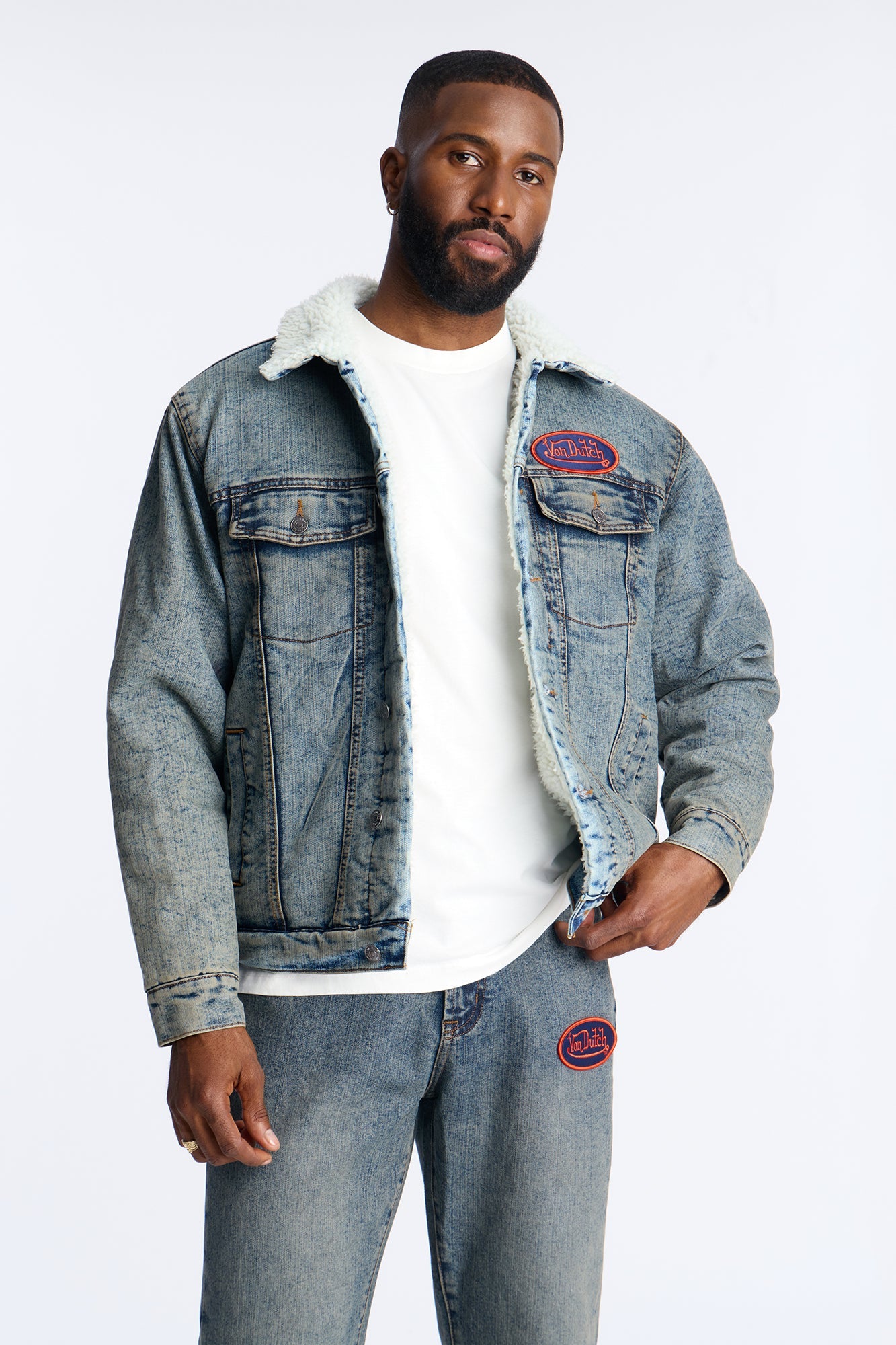 Von Dutch Pinston Denim Trucker Jacket - Vintage Wash