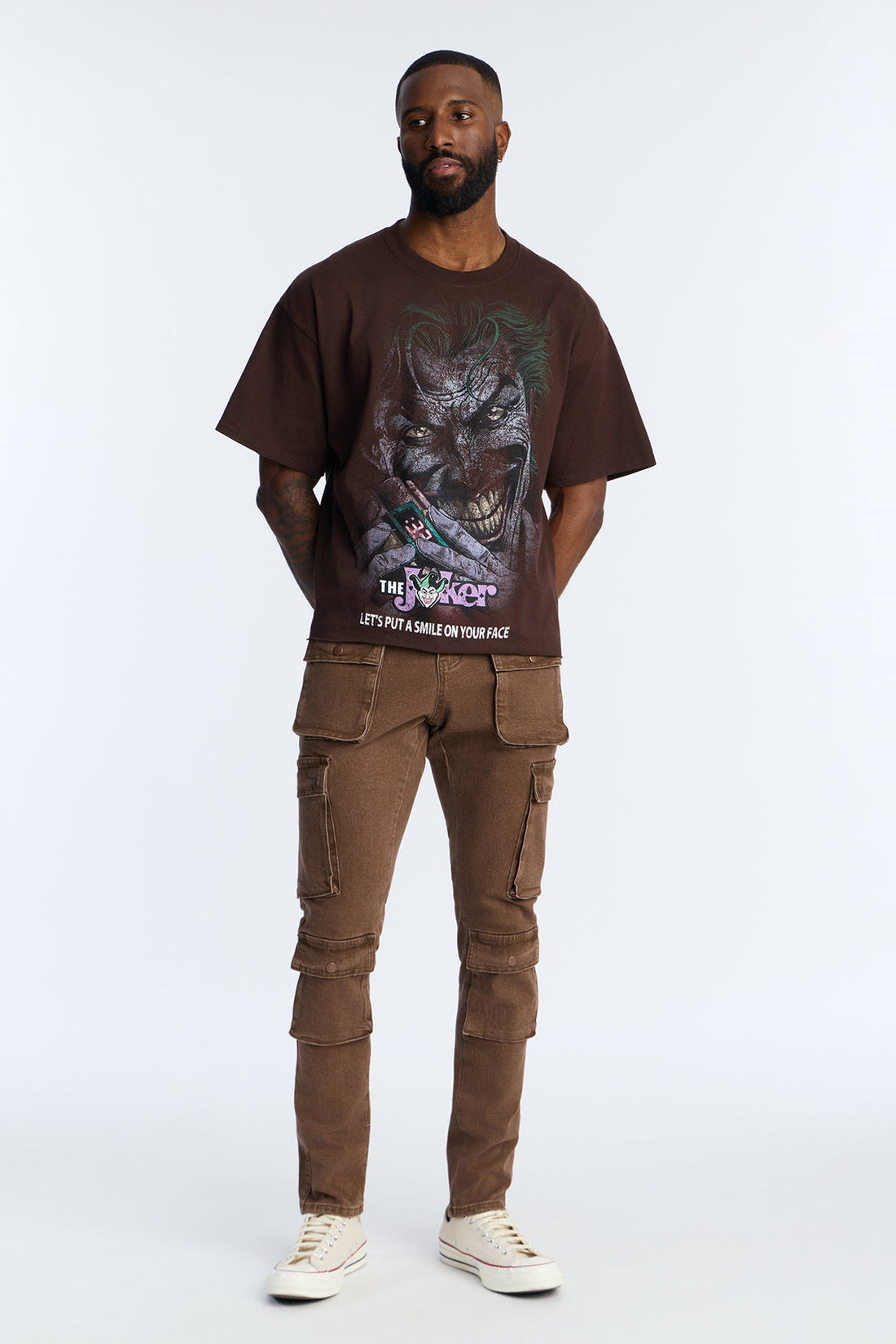 Stacked Skinny Back To Back Cargo Jean - Brown