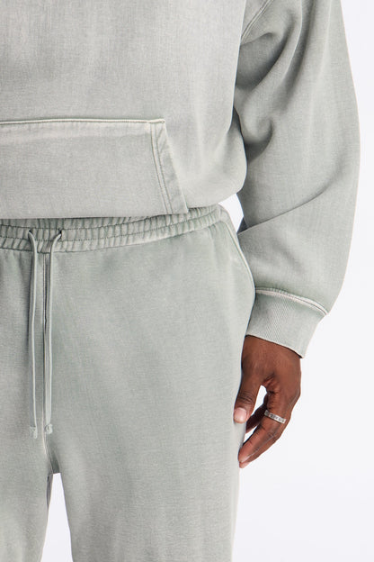 Acid Wash Heavyweight Slim Flare Sweatpants - Sage