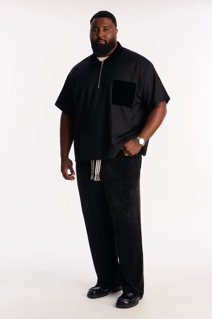 Straight Chenille Textured Pant - Black