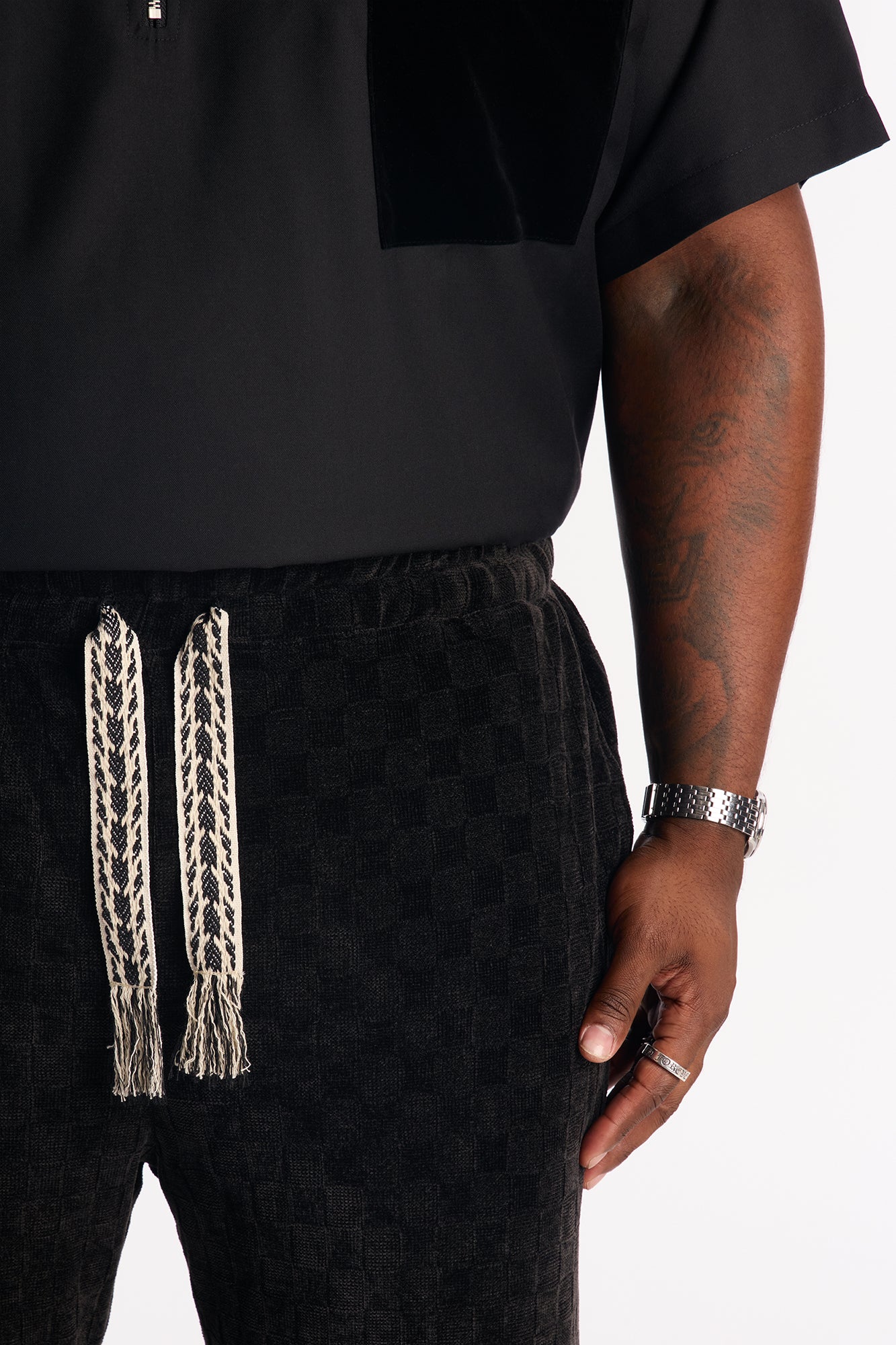Straight Chenille Textured Pant - Black