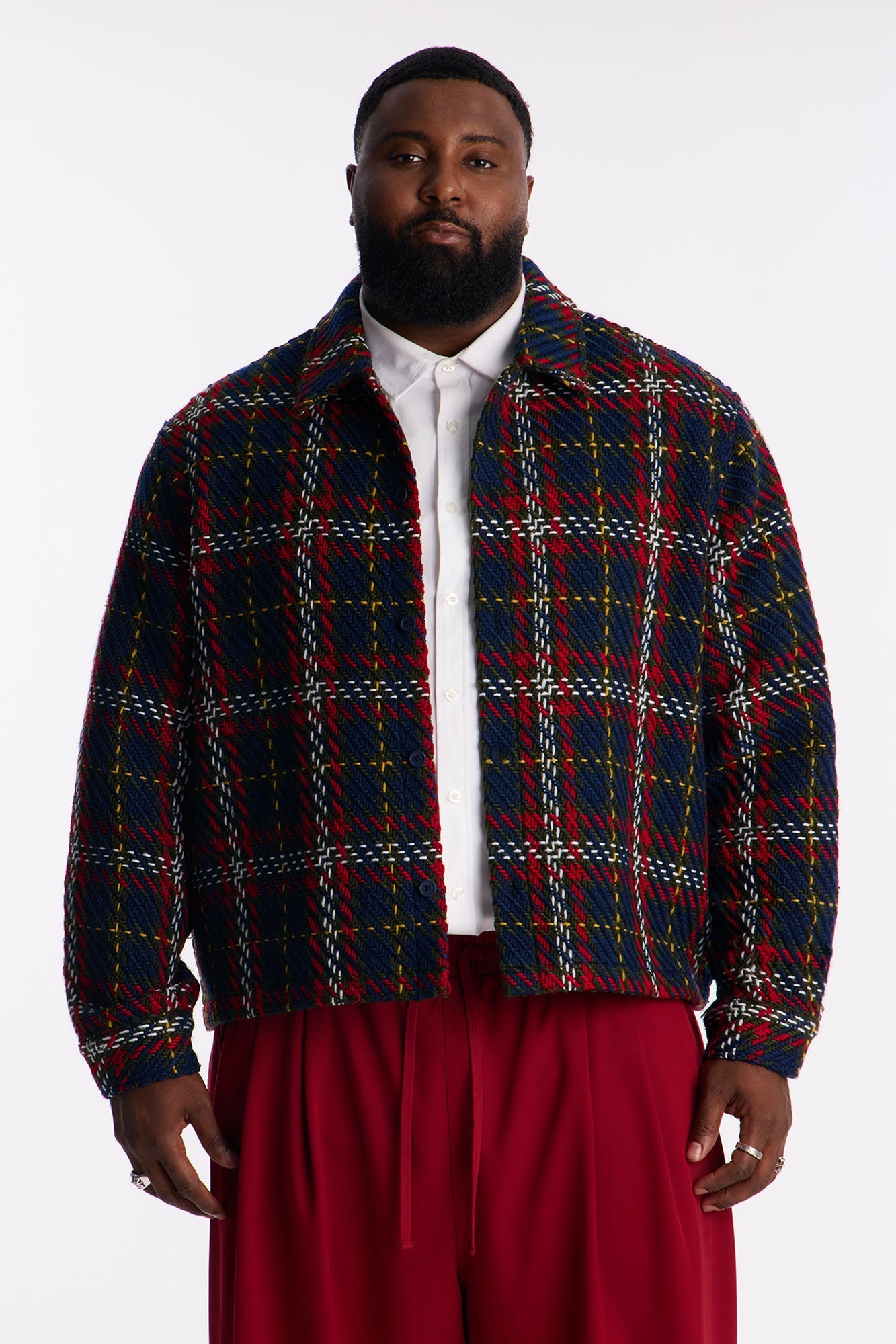 Cropped Nepal Button Up Shirt - Navy