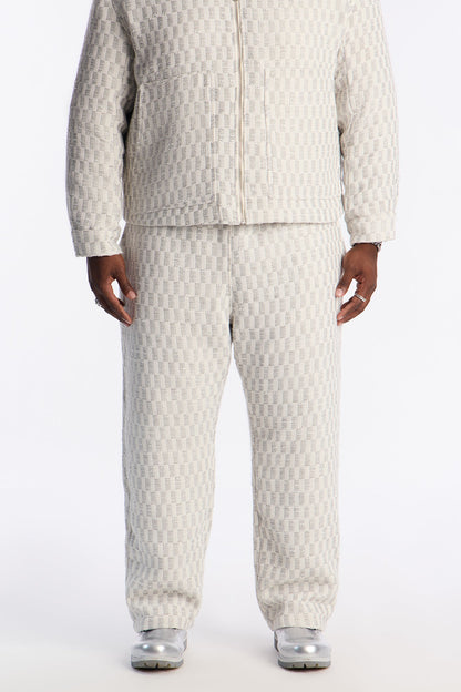 Slim Slit Flare Checker Pant - Cream