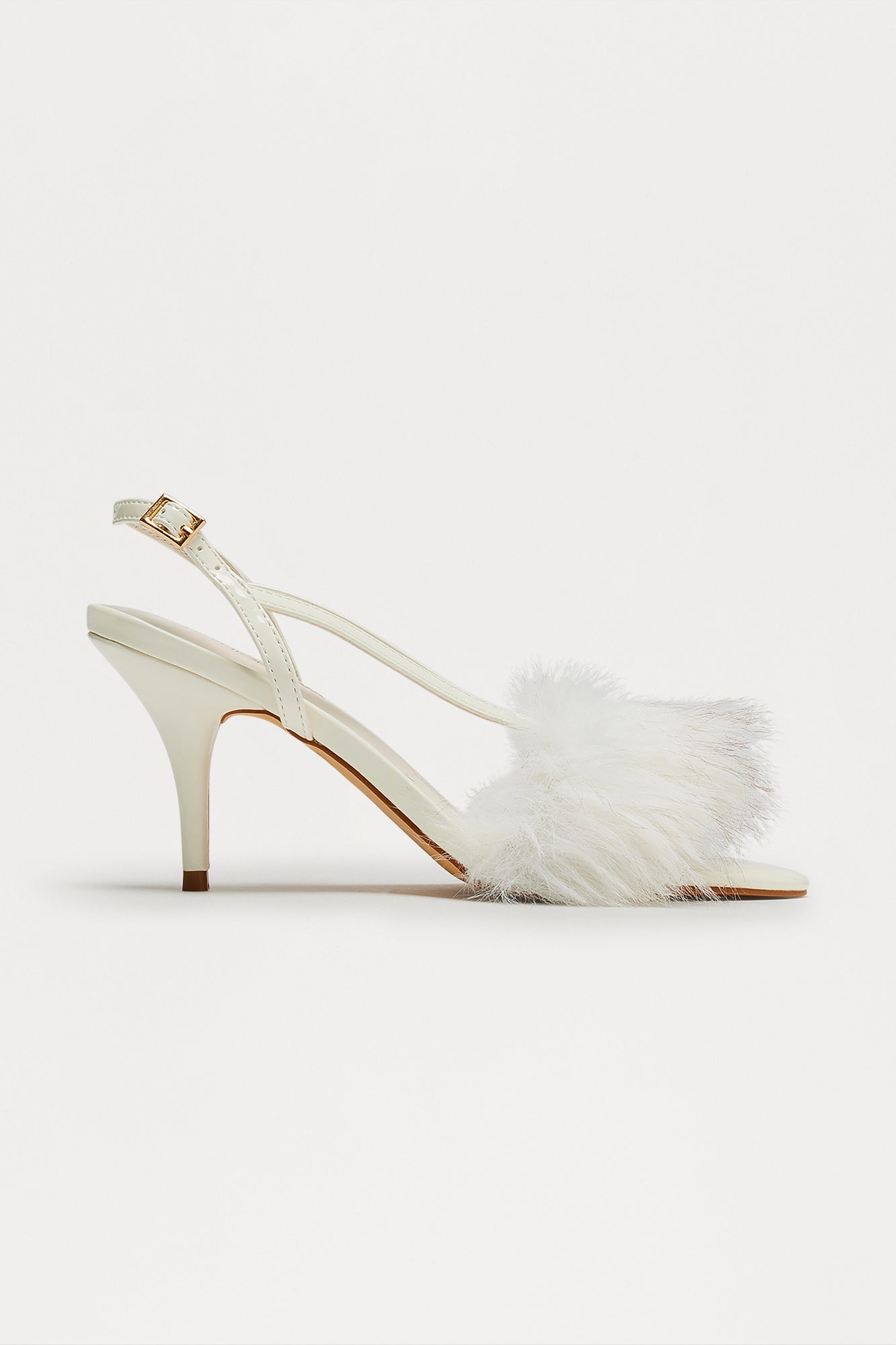 Mareem Faux Fur Slingback Heels - Cream