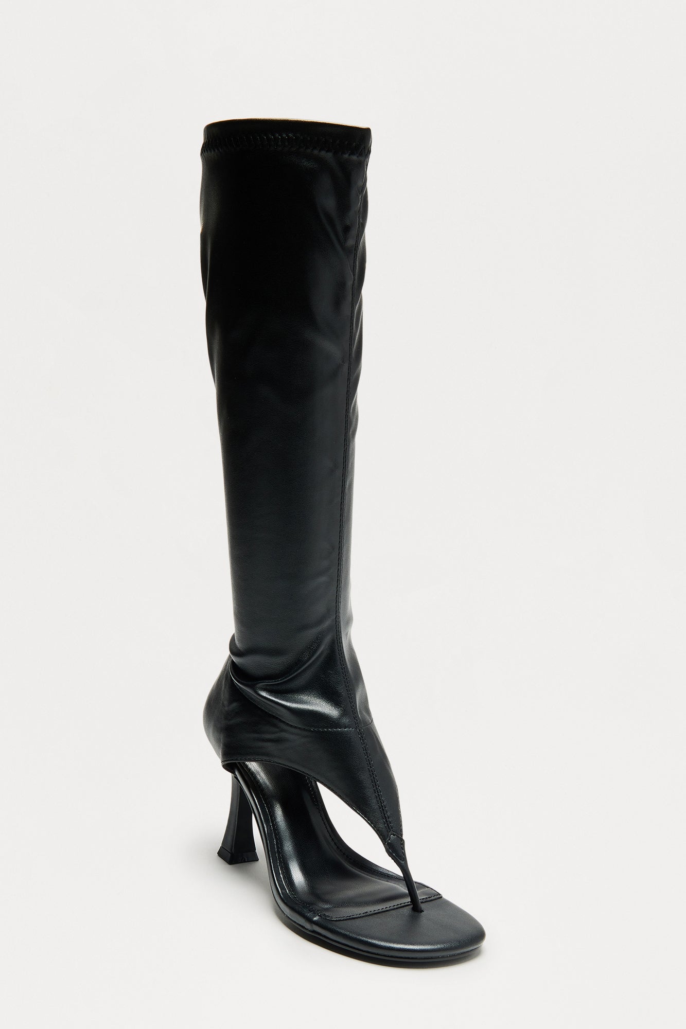 Sanyana Knee High Thong Boots - Black