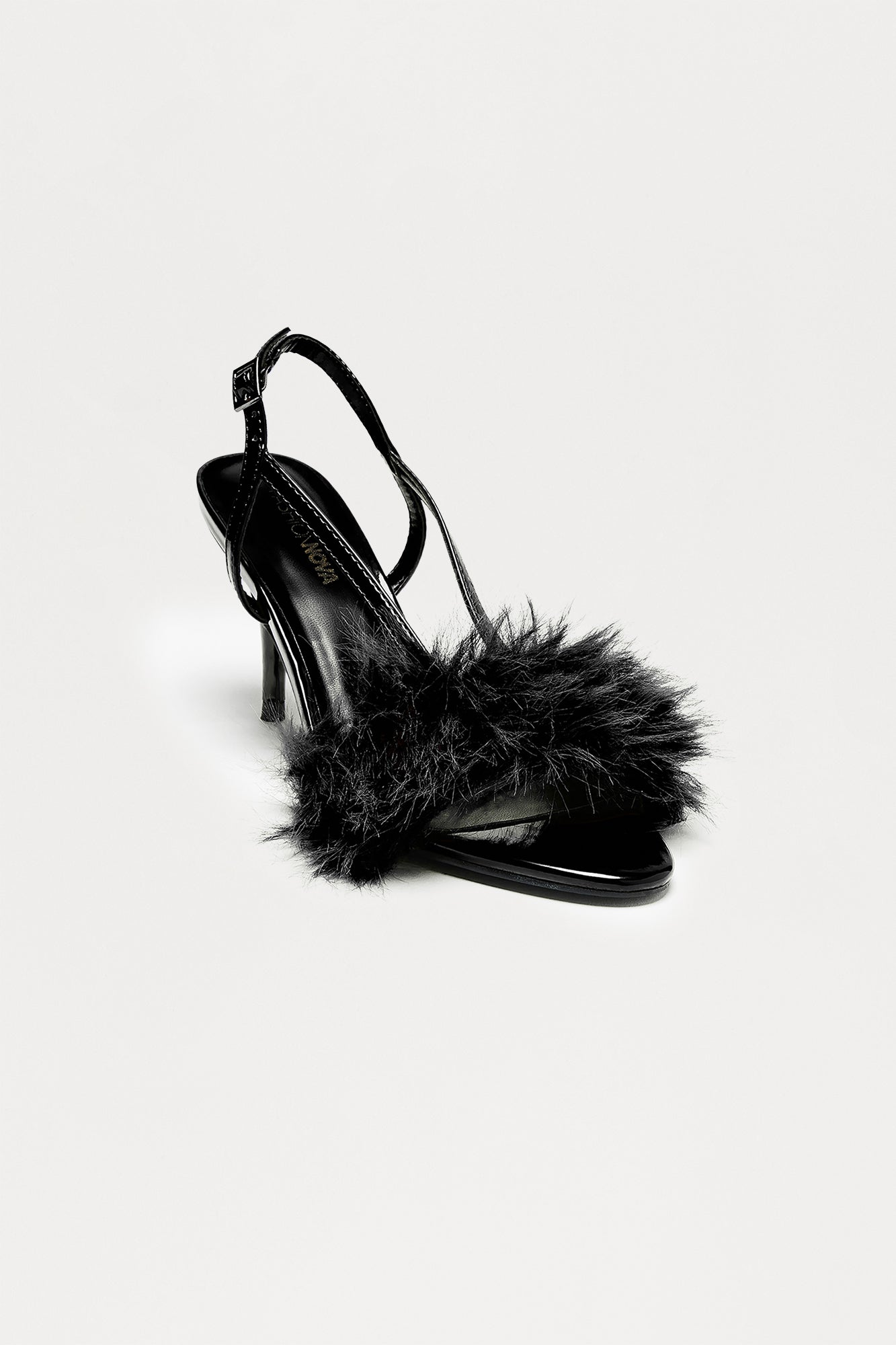 Mareem Faux Fur Slingback Heels - Black