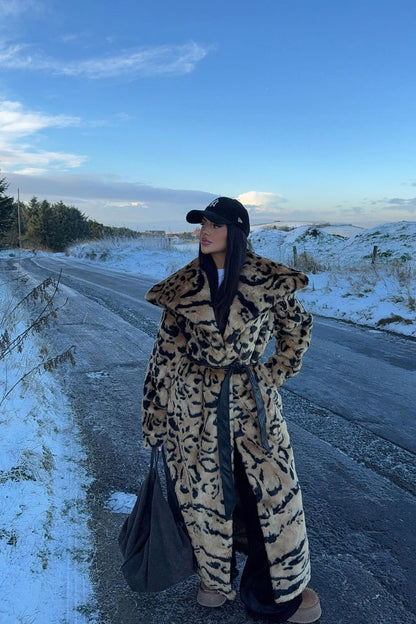 Have It On Lock Faux Fur Coat - Brown/combo