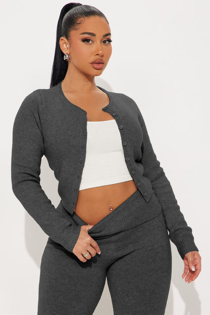Feeling Cute Sweater Pant Set - Charcoal