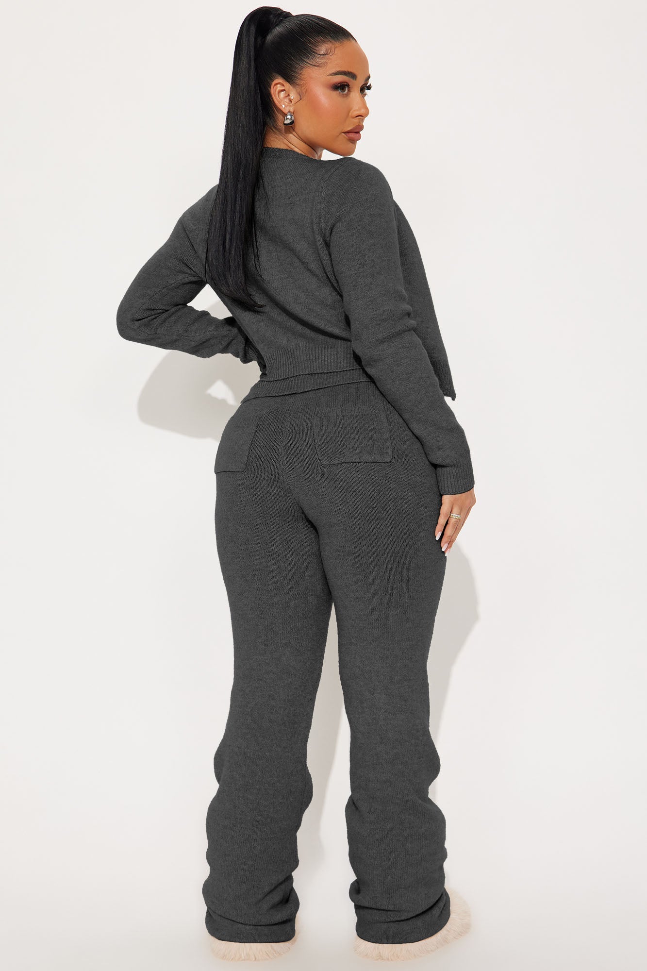 Feeling Cute Sweater Pant Set - Charcoal