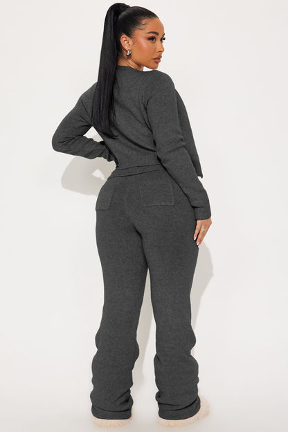 Feeling Cute Sweater Pant Set - Charcoal
