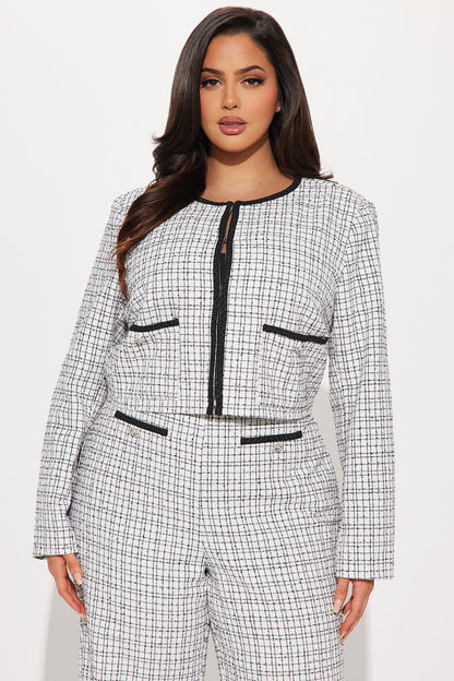 Tara Tweed Pant Set - Cream/combo