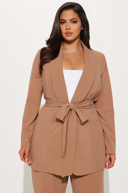 CEO Vibes Blazer Set - Mocha