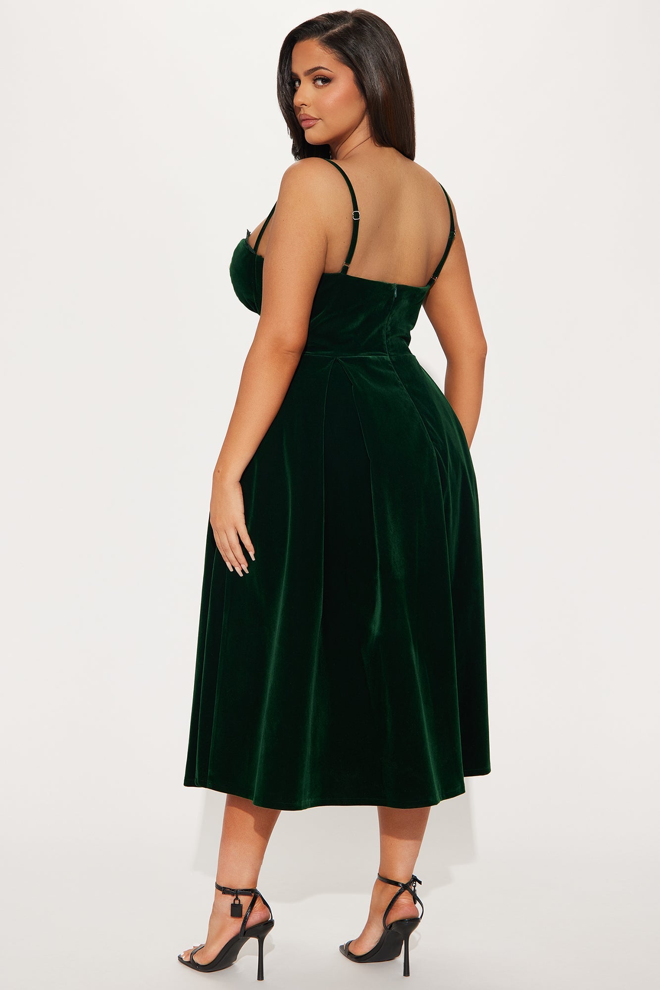 Julia Velvet Midi Dress - Hunter