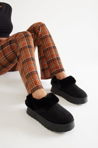 Blizzard Fur Trim Booties - Black