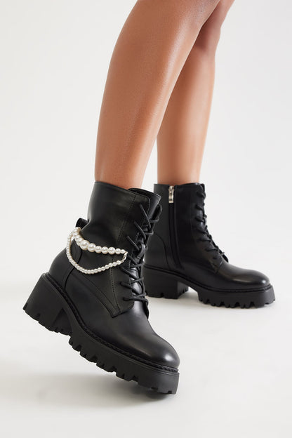 Dax Pearl Booties - Black