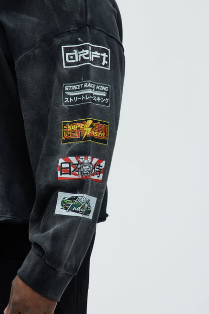 Tyson Speed Demons Boxy Hoodie - Black Wash