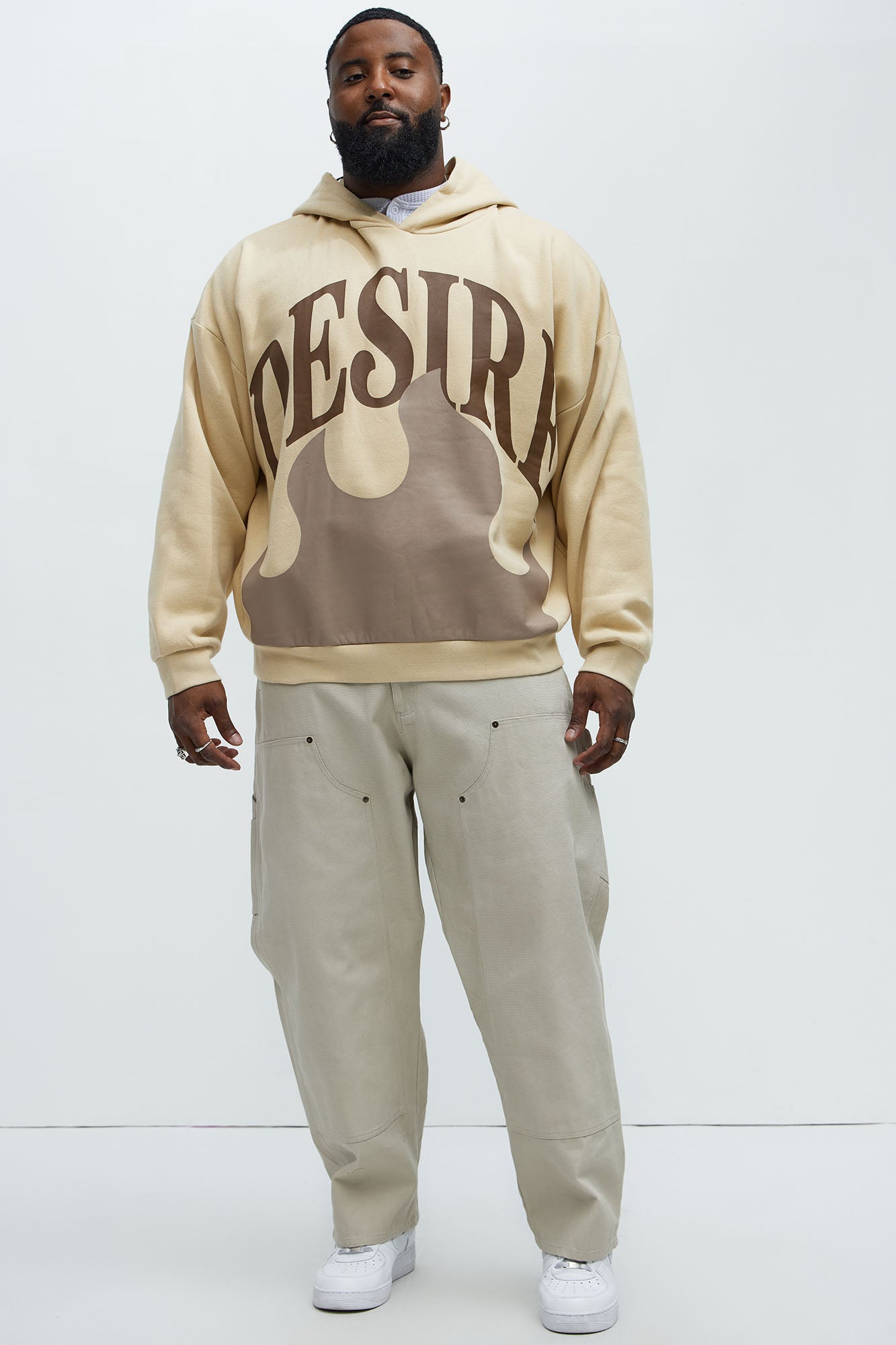Tyson Fire &amp; Desire Oversized Hoodie - Cream