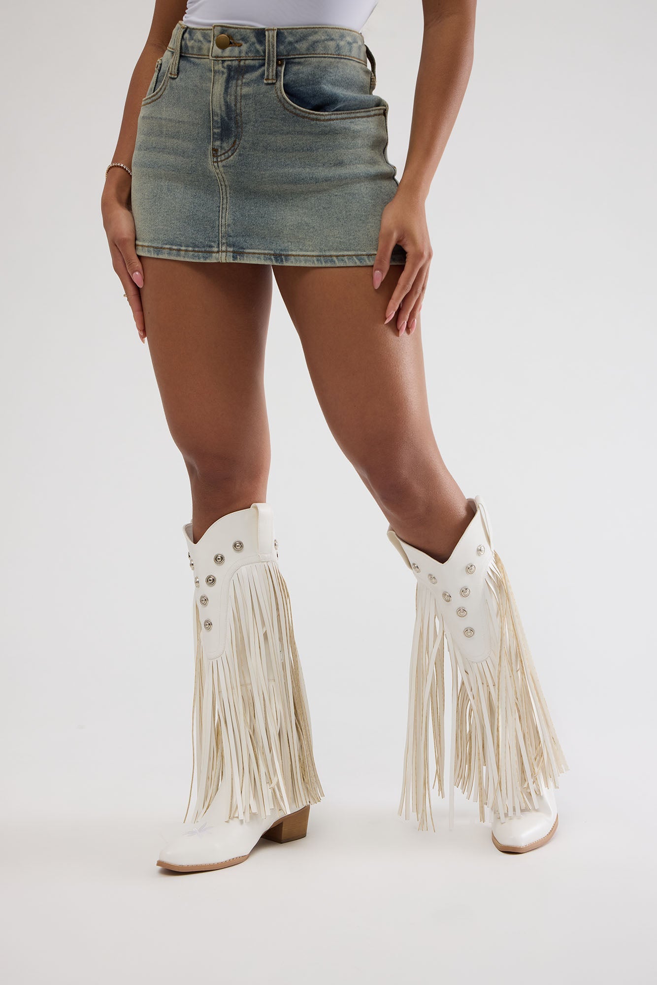 Texas Rodeo Cowboy Boots - Off White