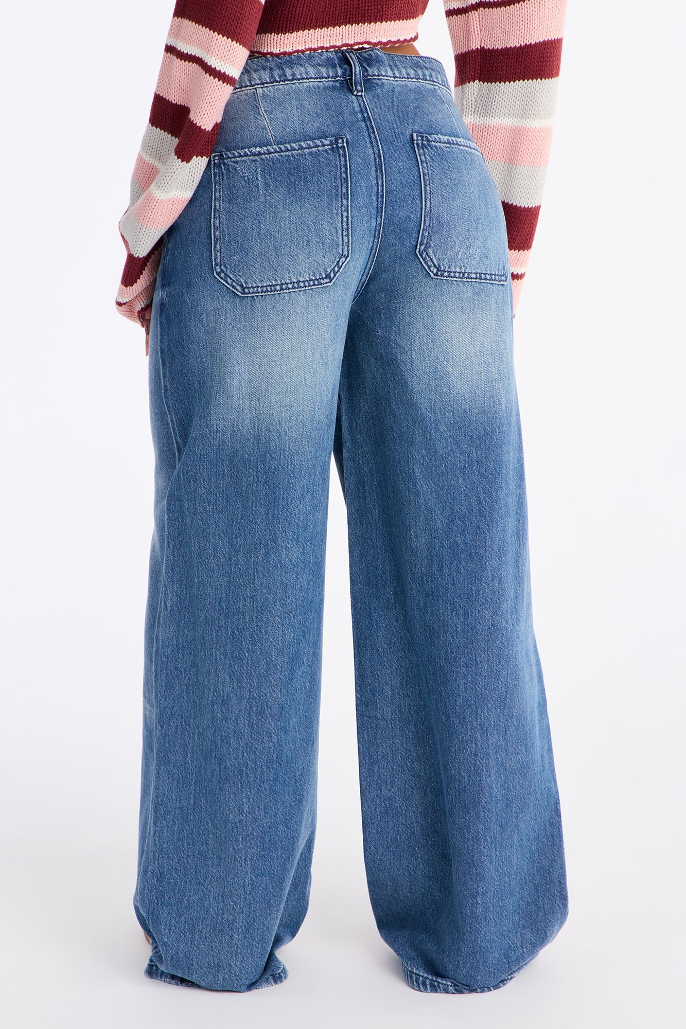 Denver Drapey Ripped Baggy Jeans - Dark Wash